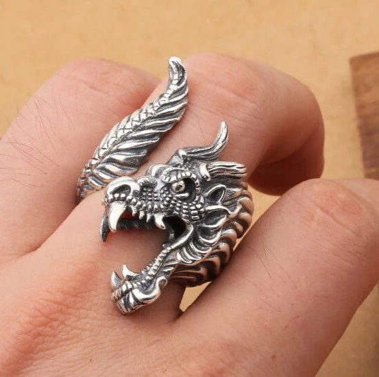 Dragon Men Silver Ring