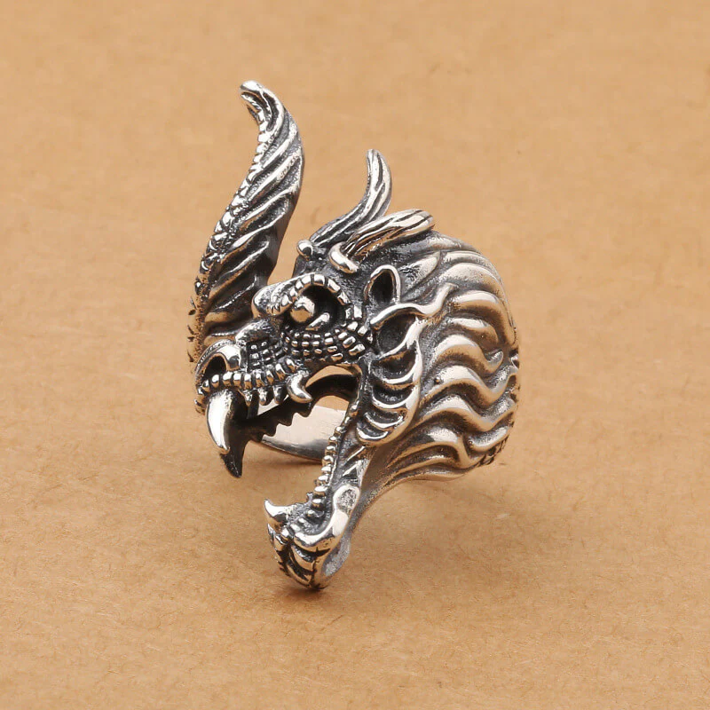 Dragon Men Silver Ring - Image 2