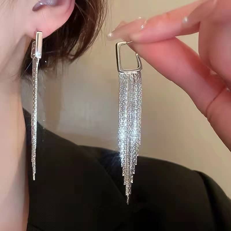Geometric Tassel Earrings - Silver or Gold